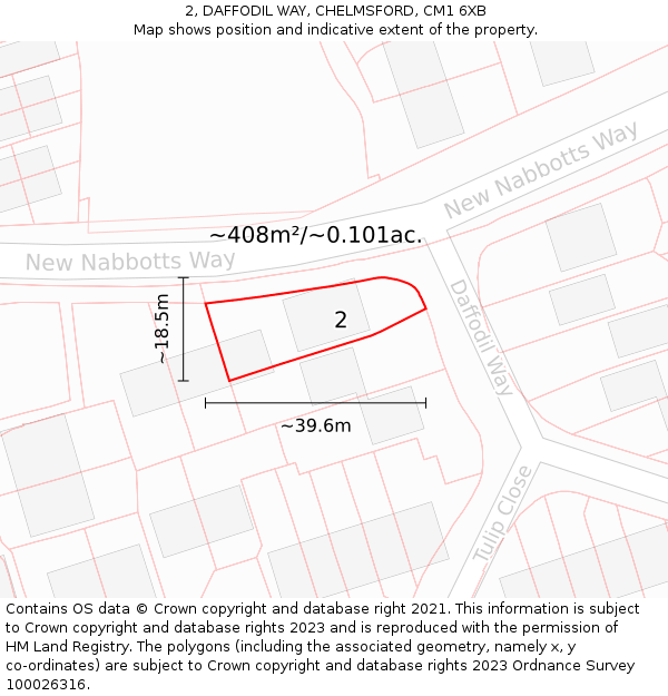 2, DAFFODIL WAY, CHELMSFORD, CM1 6XB: Plot and title map