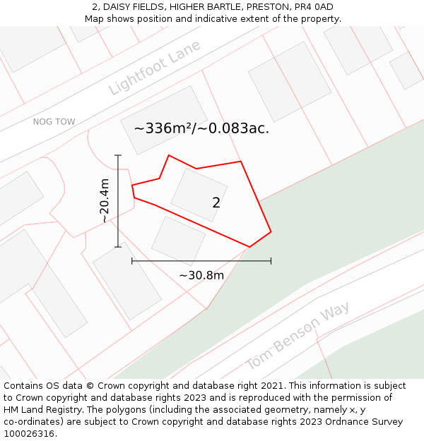 2, DAISY FIELDS, HIGHER BARTLE, PRESTON, PR4 0AD: Plot and title map