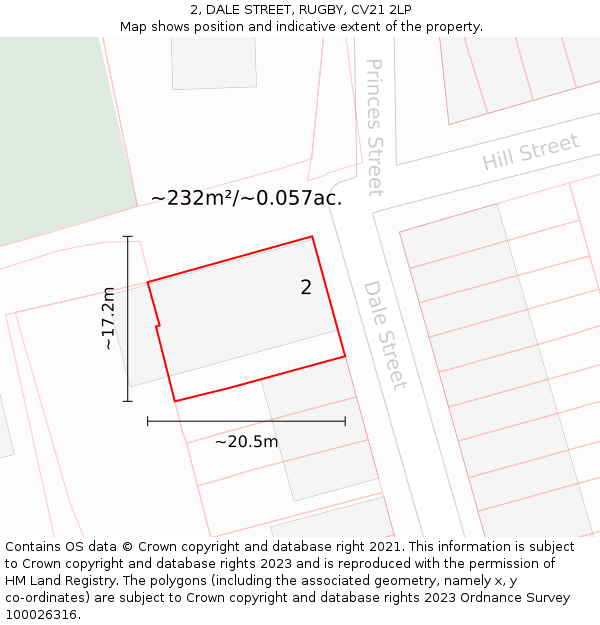 2, DALE STREET, RUGBY, CV21 2LP: Plot and title map