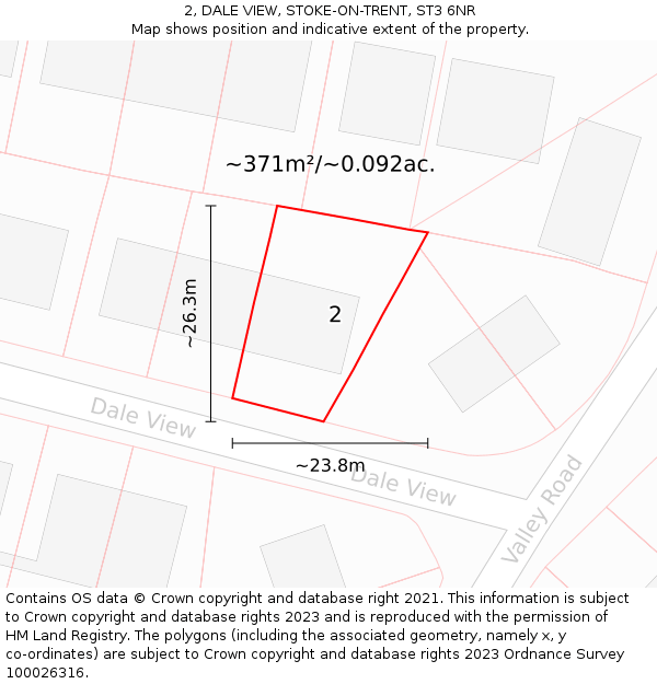 2, DALE VIEW, STOKE-ON-TRENT, ST3 6NR: Plot and title map