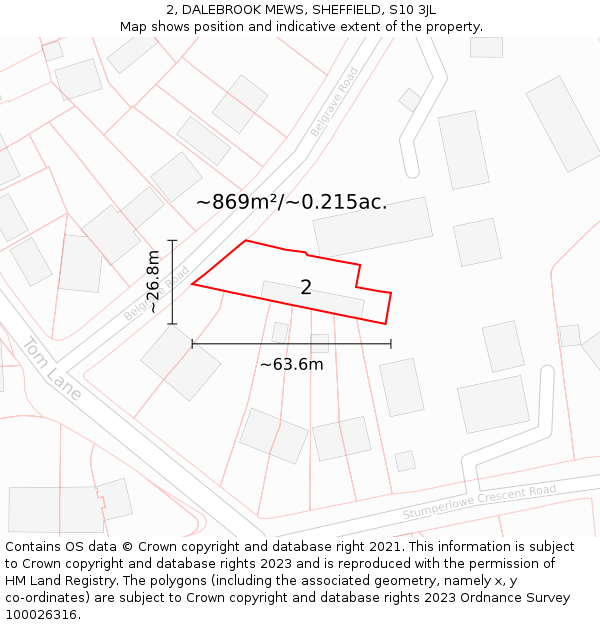 2, DALEBROOK MEWS, SHEFFIELD, S10 3JL: Plot and title map