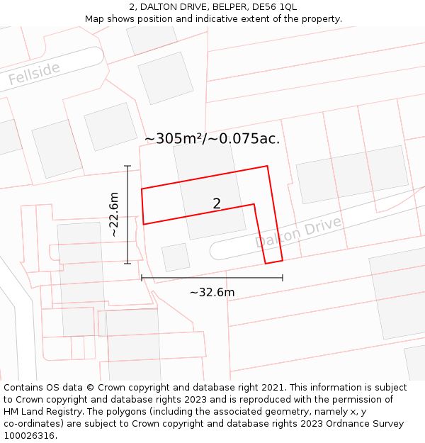 2, DALTON DRIVE, BELPER, DE56 1QL: Plot and title map