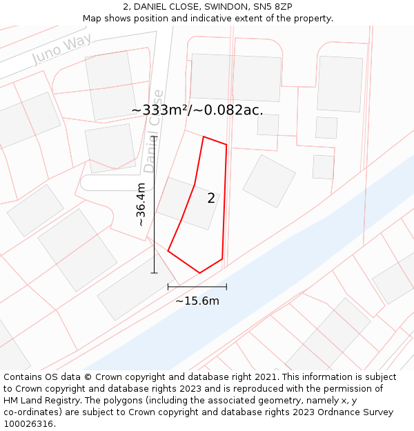 2, DANIEL CLOSE, SWINDON, SN5 8ZP: Plot and title map