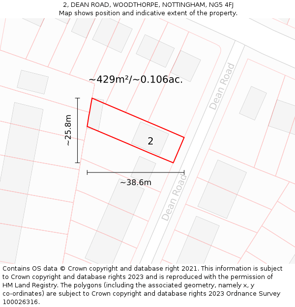 2, DEAN ROAD, WOODTHORPE, NOTTINGHAM, NG5 4FJ: Plot and title map