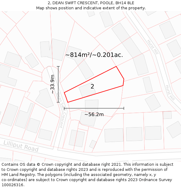 2, DEAN SWIFT CRESCENT, POOLE, BH14 8LE: Plot and title map