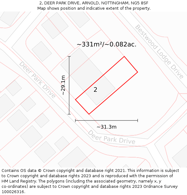 2, DEER PARK DRIVE, ARNOLD, NOTTINGHAM, NG5 8SF: Plot and title map