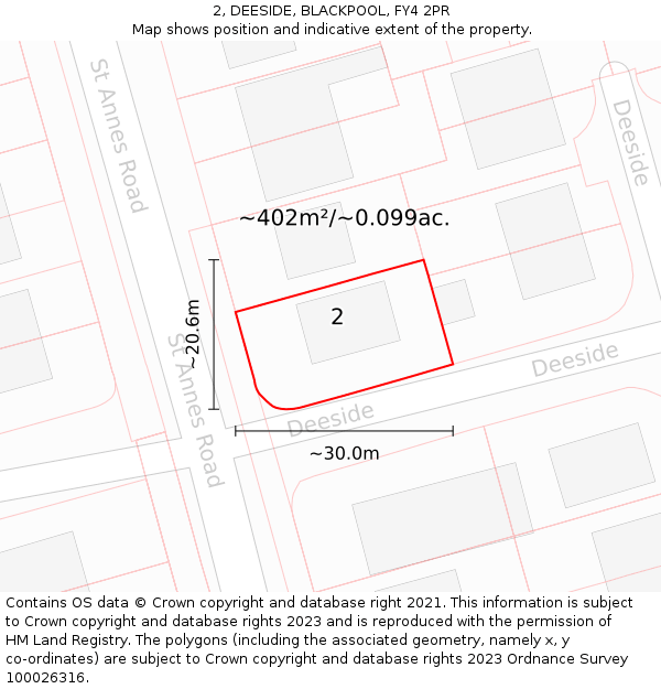 2, DEESIDE, BLACKPOOL, FY4 2PR: Plot and title map