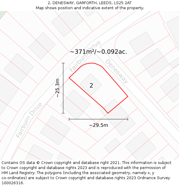 2, DENESWAY, GARFORTH, LEEDS, LS25 2AT: Plot and title map