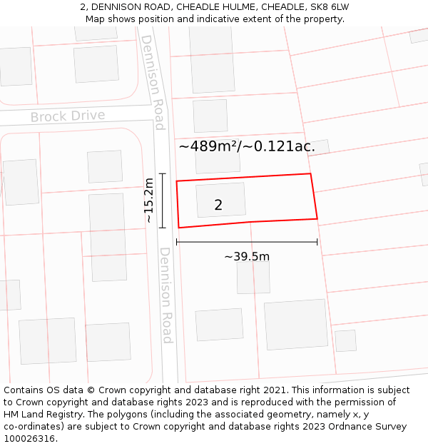 2, DENNISON ROAD, CHEADLE HULME, CHEADLE, SK8 6LW: Plot and title map