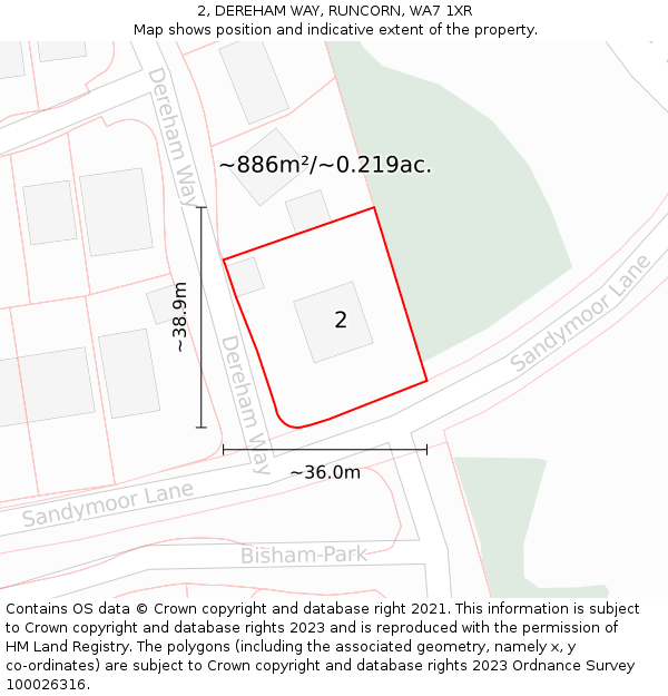 2, DEREHAM WAY, RUNCORN, WA7 1XR: Plot and title map