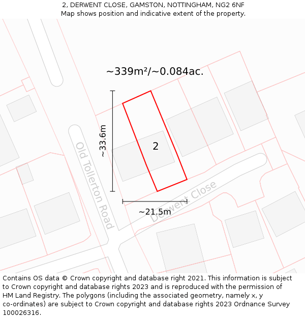 2, DERWENT CLOSE, GAMSTON, NOTTINGHAM, NG2 6NF: Plot and title map