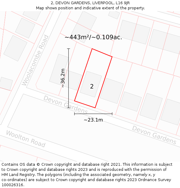 2, DEVON GARDENS, LIVERPOOL, L16 9JR: Plot and title map