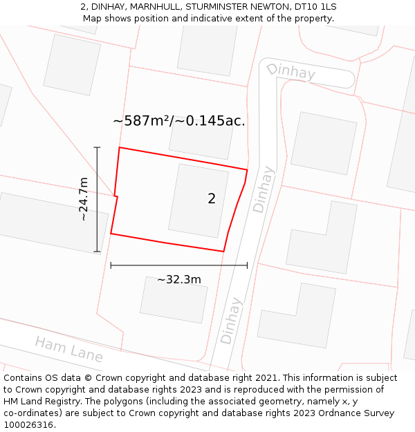 2, DINHAY, MARNHULL, STURMINSTER NEWTON, DT10 1LS: Plot and title map