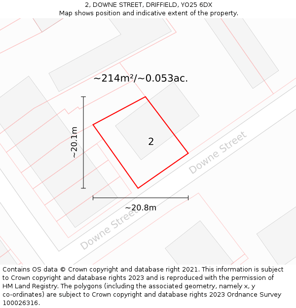 2, DOWNE STREET, DRIFFIELD, YO25 6DX: Plot and title map