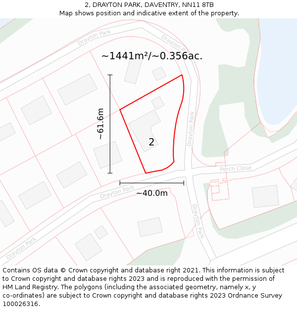 2, DRAYTON PARK, DAVENTRY, NN11 8TB: Plot and title map