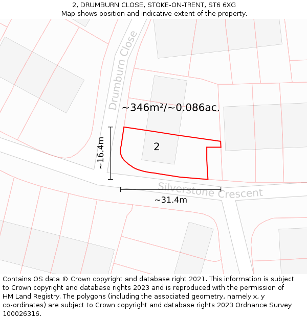 2, DRUMBURN CLOSE, STOKE-ON-TRENT, ST6 6XG: Plot and title map