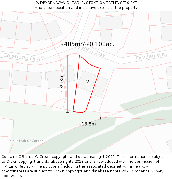 2, DRYDEN WAY, CHEADLE, STOKE-ON-TRENT, ST10 1YE: Plot and title map