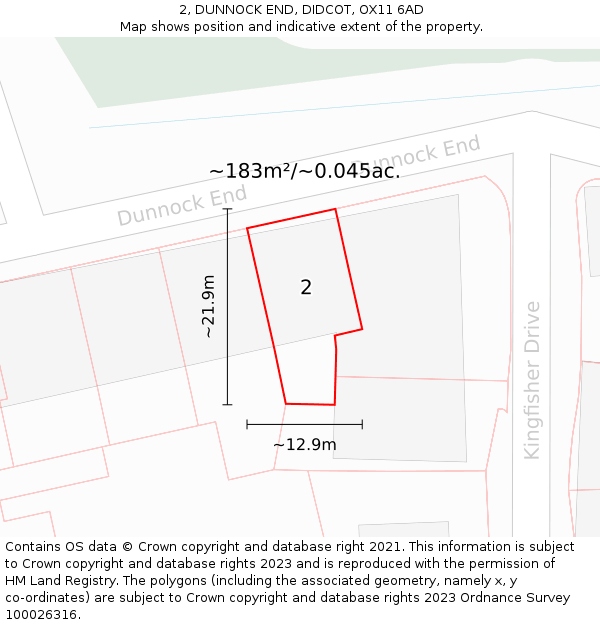 2, DUNNOCK END, DIDCOT, OX11 6AD: Plot and title map