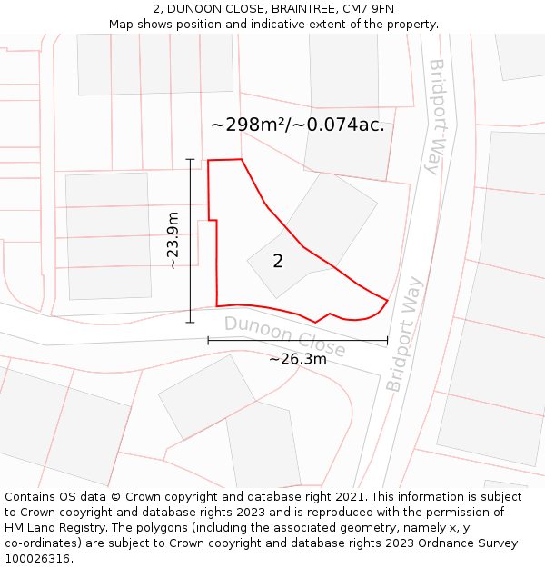 2, DUNOON CLOSE, BRAINTREE, CM7 9FN: Plot and title map