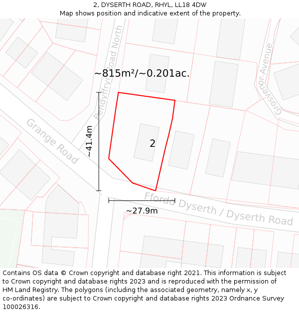 2, DYSERTH ROAD, RHYL, LL18 4DW: Plot and title map