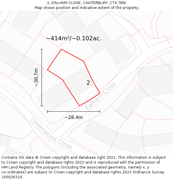 2, EALHAM CLOSE, CANTERBURY, CT4 7BW: Plot and title map