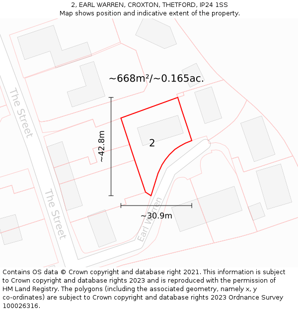 2, EARL WARREN, CROXTON, THETFORD, IP24 1SS: Plot and title map