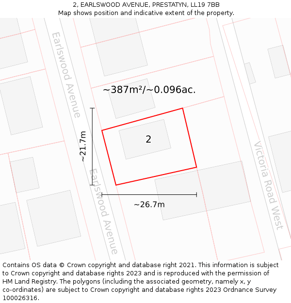 2, EARLSWOOD AVENUE, PRESTATYN, LL19 7BB: Plot and title map