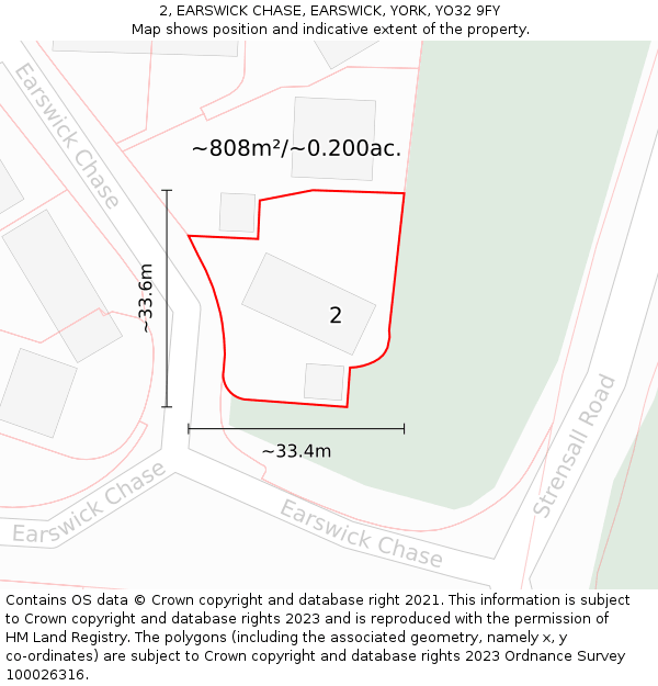 2, EARSWICK CHASE, EARSWICK, YORK, YO32 9FY: Plot and title map