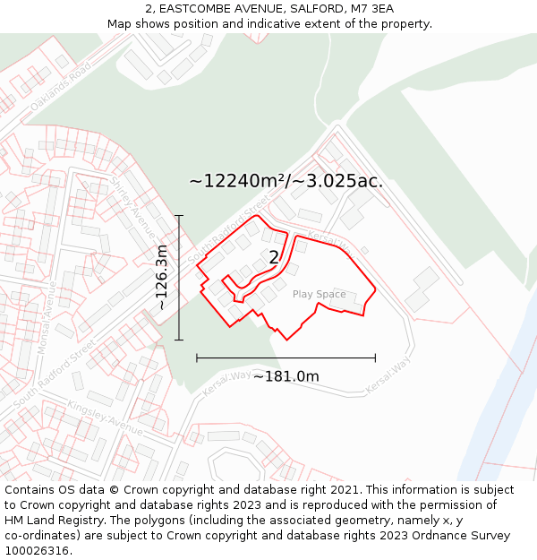 2, EASTCOMBE AVENUE, SALFORD, M7 3EA: Plot and title map