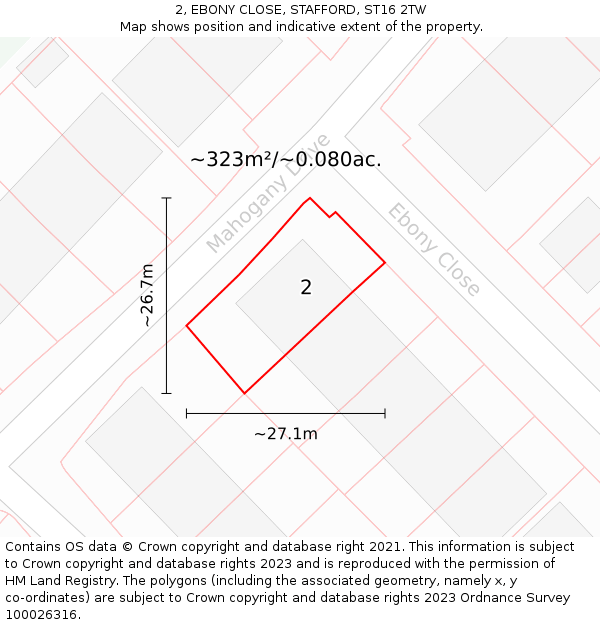 2, EBONY CLOSE, STAFFORD, ST16 2TW: Plot and title map