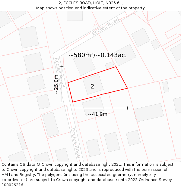 2, ECCLES ROAD, HOLT, NR25 6HJ: Plot and title map