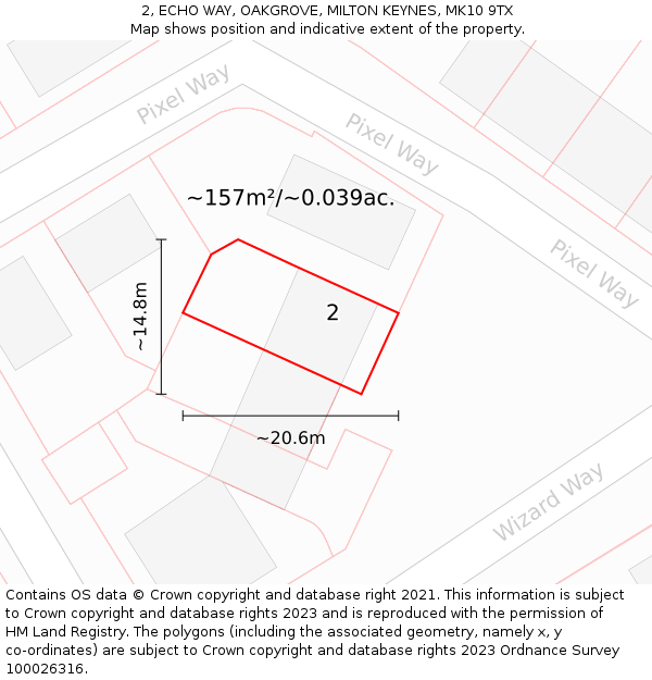 2, ECHO WAY, OAKGROVE, MILTON KEYNES, MK10 9TX: Plot and title map