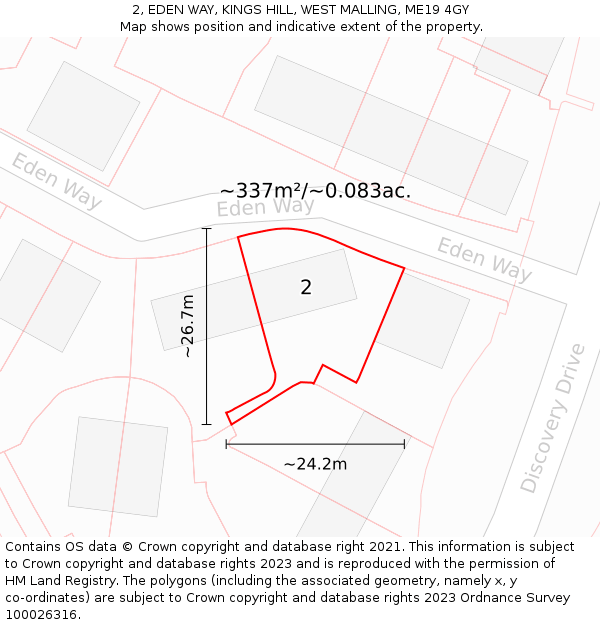 2, EDEN WAY, KINGS HILL, WEST MALLING, ME19 4GY: Plot and title map