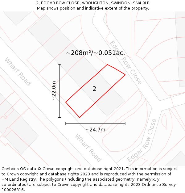 2, EDGAR ROW CLOSE, WROUGHTON, SWINDON, SN4 9LR: Plot and title map