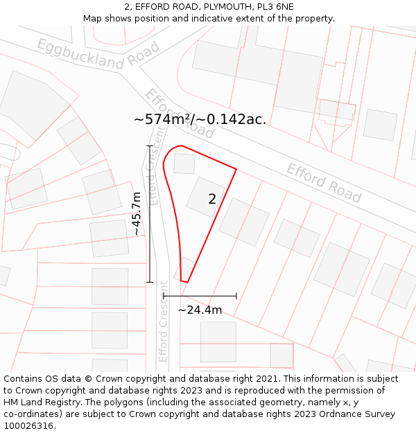2, EFFORD ROAD, PLYMOUTH, PL3 6NE: Plot and title map
