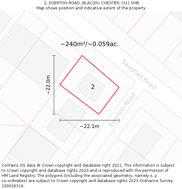 2, EGERTON ROAD, BLACON, CHESTER, CH1 5HB: Plot and title map