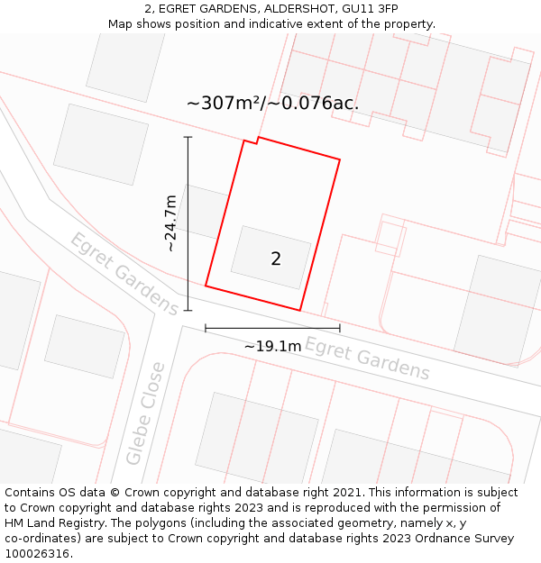 2, EGRET GARDENS, ALDERSHOT, GU11 3FP: Plot and title map