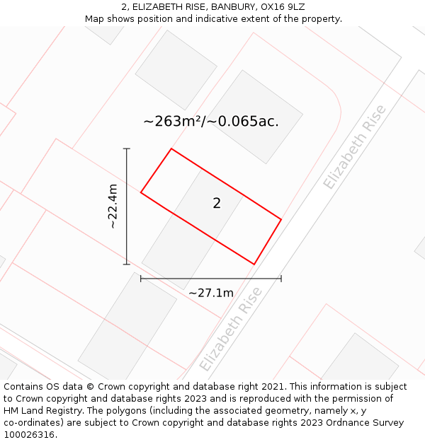 2, ELIZABETH RISE, BANBURY, OX16 9LZ: Plot and title map