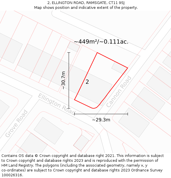 2, ELLINGTON ROAD, RAMSGATE, CT11 9SJ: Plot and title map