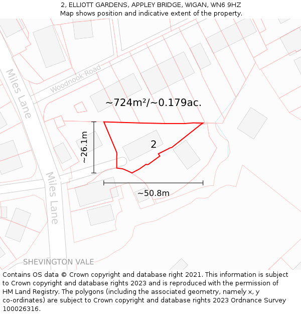 2, ELLIOTT GARDENS, APPLEY BRIDGE, WIGAN, WN6 9HZ: Plot and title map