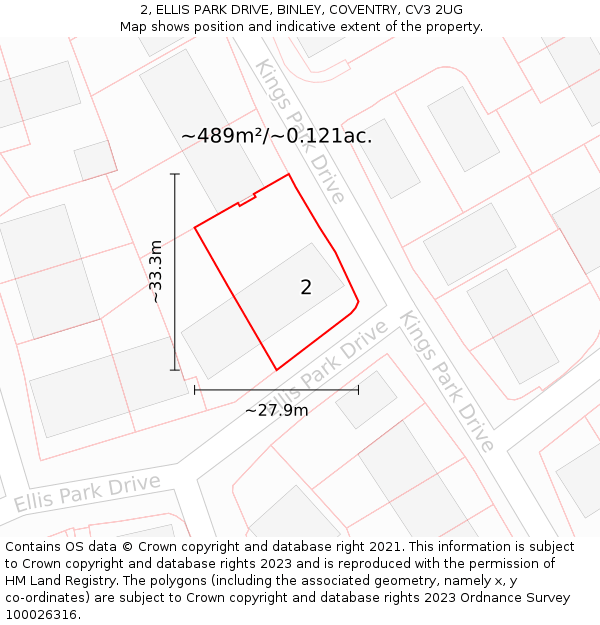 2, ELLIS PARK DRIVE, BINLEY, COVENTRY, CV3 2UG: Plot and title map