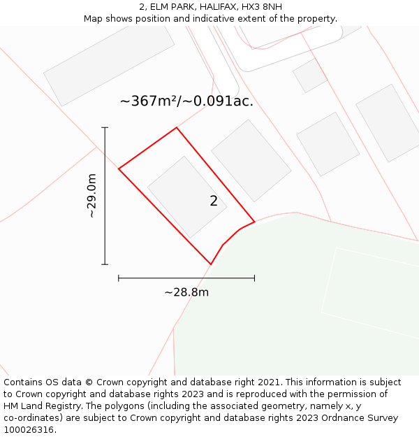 2, ELM PARK, HALIFAX, HX3 8NH: Plot and title map