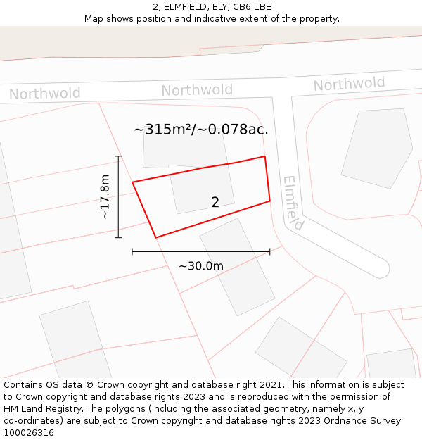 2, ELMFIELD, ELY, CB6 1BE: Plot and title map