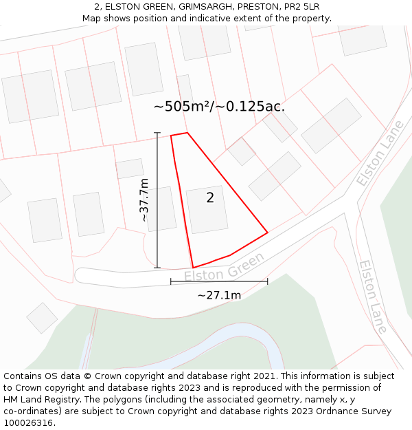 2, ELSTON GREEN, GRIMSARGH, PRESTON, PR2 5LR: Plot and title map