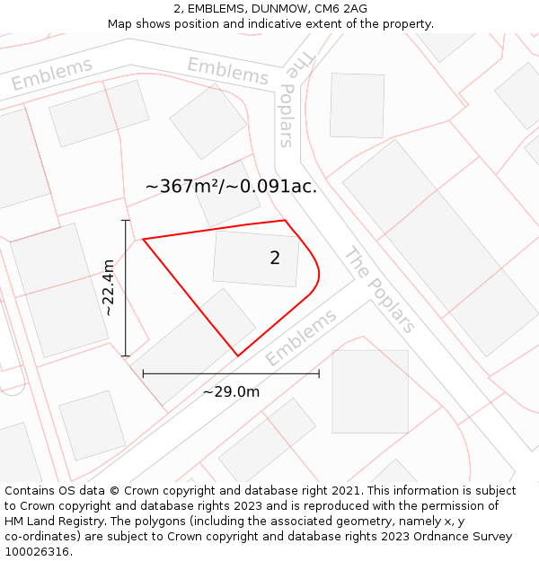 2, EMBLEMS, DUNMOW, CM6 2AG: Plot and title map