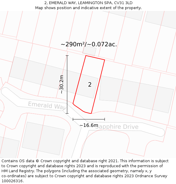 2, EMERALD WAY, LEAMINGTON SPA, CV31 3LD: Plot and title map