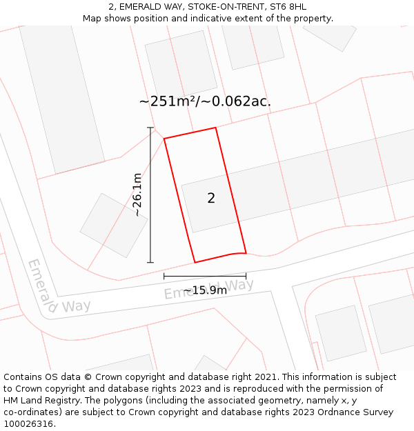 2, EMERALD WAY, STOKE-ON-TRENT, ST6 8HL: Plot and title map