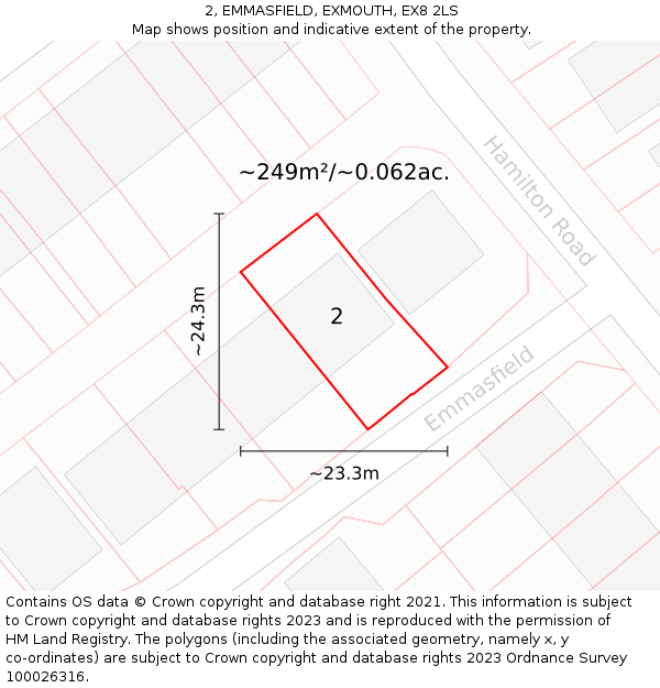 2, EMMASFIELD, EXMOUTH, EX8 2LS: Plot and title map