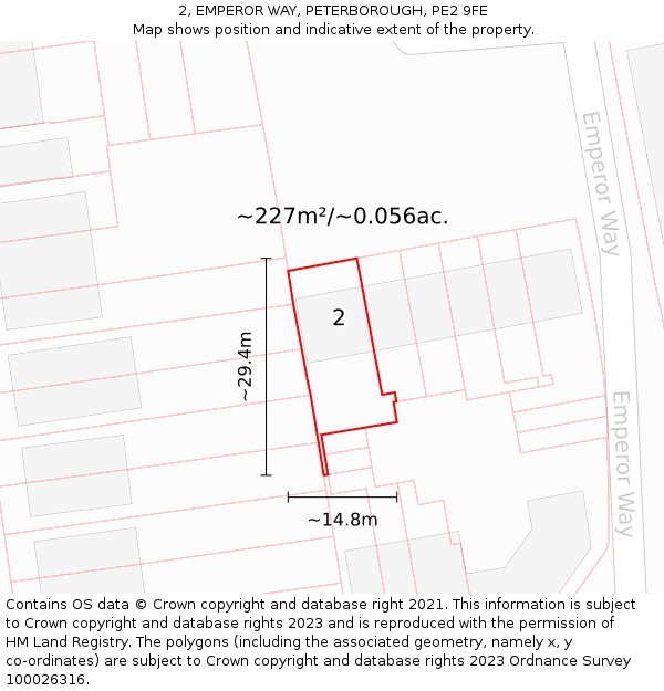 2, EMPEROR WAY, PETERBOROUGH, PE2 9FE: Plot and title map