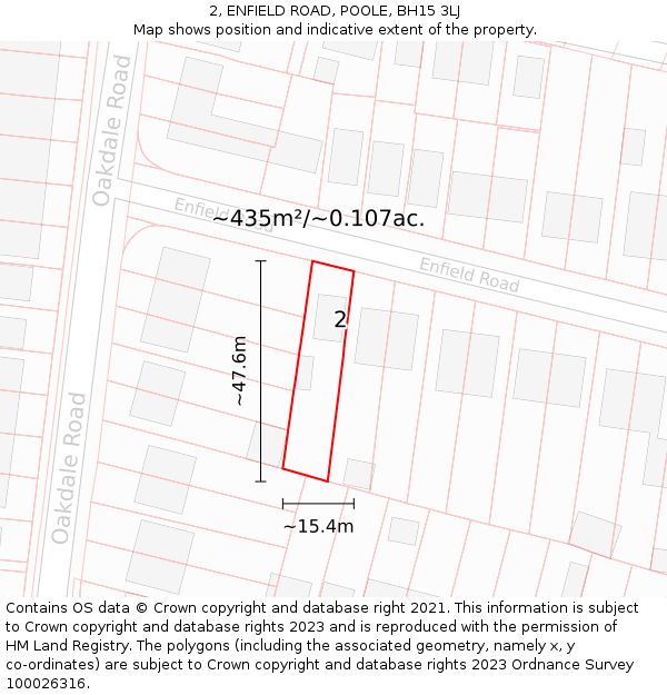 2, ENFIELD ROAD, POOLE, BH15 3LJ: Plot and title map